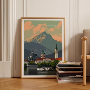 Vienna Austria Travel Poster, Scenic Wall Art, Retro European Cityscape, Home Decor, Unique Gift Idea, C20-608