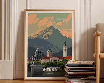 Vienna Austria Travel Poster, Retro Cityscape Wall Art, C20-608