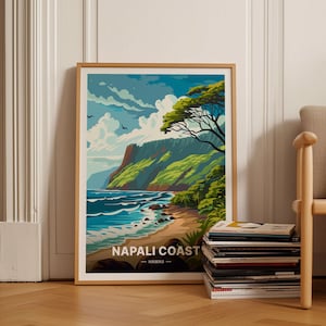 Napali Coast Poster, Hawaii Travel Art, Scenic Wall Decor for Home and Office, Gift for Art Enthusiasts, C20-1052