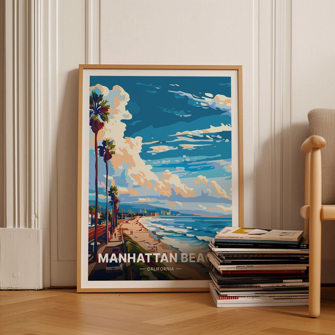 California Coastal Decor, Manhattan Beach Travel Poster, Wall Art for ...