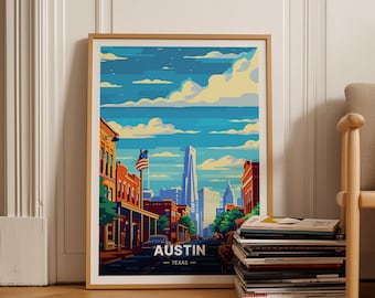 Austin Texas Cityscape Poster, Travel-Themed Wall Art, C20-436