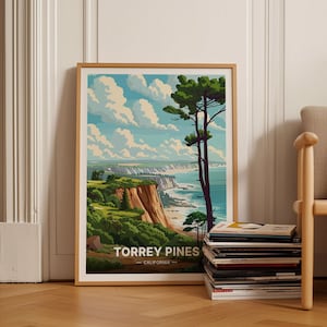 Torrey Pines San Diego Poster, California Coastline Art, Travel Home Decor, Wanderlust Gift, C20-388