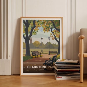 London Travel Poster, Gladstone Park Wall Art, Dollis Hill Decor, Brent Cityscape, North West London NW2 Landscape, C20-1055