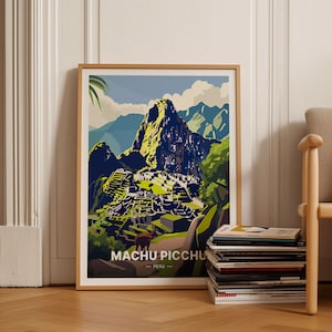Machu Picchu Travel Poster, Peru Landscape Wall Art, Andes Mountain Scenic Decor, Adventure Travel Gift, C20-270