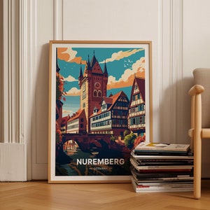 Nuremberg Germany Travel Poster, Artistic Cityscape Wall Art, Home Decor, Gift for Travel Enthusiasts, C20-289