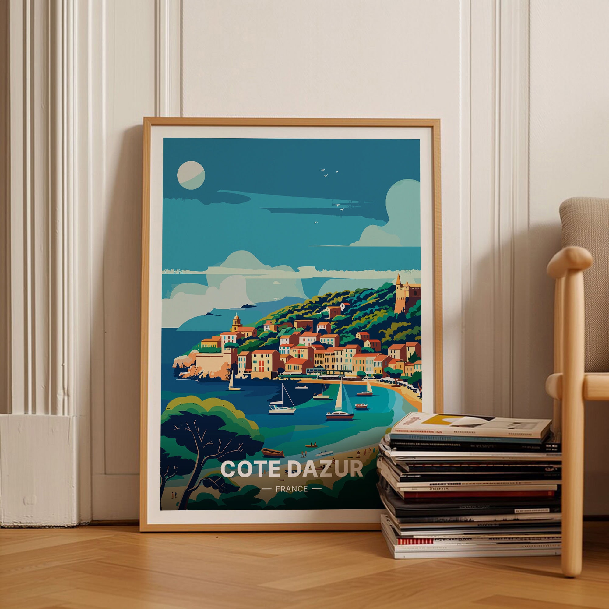 French Riviera Côte D'azur Travel Poster, France Wall Art