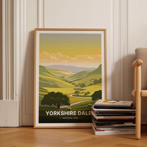 Yorkshire Dales Travel Poster, British Countryside Wall Art, National Park Landscape Print, UK Travel Decor, Home & Office Artwork, C20-216