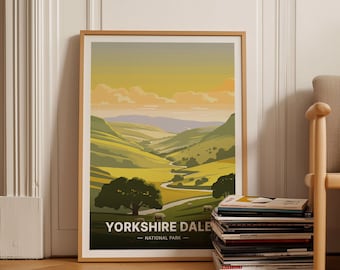 Yorkshire Dales National Park Travel Poster, British Landscape Art, C20-216