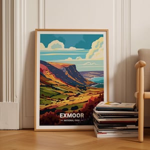 Exmoor Travel Poster, National Park Wall Art, Home Decor, Gift for Travel Enthusiasts, Nature Landscape Print, C20-496