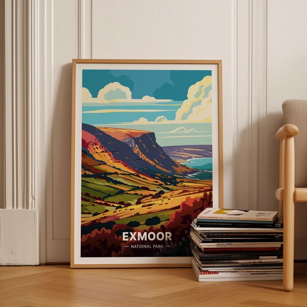 Exmoor Travel Poster, National Park Wall Art, Home Decor, Gift for Travel Enthusiasts, Nature Landscape Print, C20-496