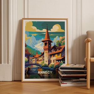 Annecy Travel Poster, Scenic France Landscape Art, Home Decor, Gift for Travel Enthusiasts, Wall Art, C20-1111