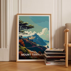 California Mount Tamalpais Travel Poster, Scenic Landscape Wall Art, Home Decor Gift, Art Lover Present, Nature, C20-605