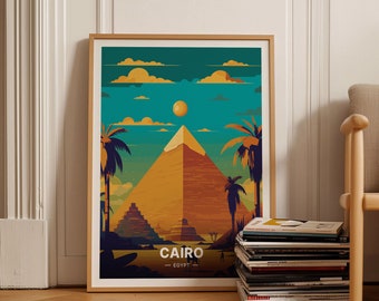 Cairo Egypt Wall Art, Travel Poster, Pyramids of Giza Home Decor, Adventure Aesthetic, World Explorer Gift, C20-204