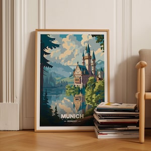 Munich Cityscape Art Poster, Germany Travel Wall Decor, Unique Gift for Travelers, Home and Office Decoration, C20-909