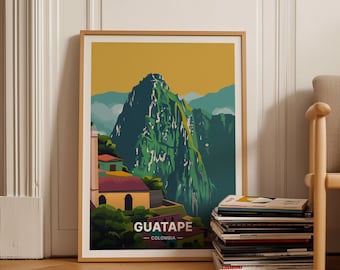 Colombia Guatape Travel Poster, Retro Wall Art, Home Decor, Inspirational Journey Print, C20-1546