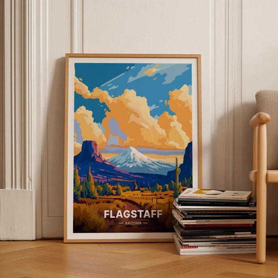 Flagstaff Arizona Travel Poster, Scenic Landscape Wall Art