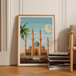 Iraq Great Mosque Art Print, Vintage Style Travel Poster, Wall Decor for Home and Office, C20-1222