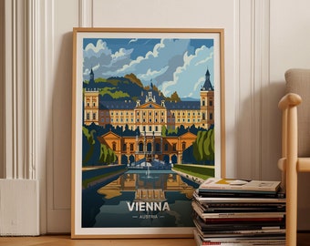 Vienna Austria Scenic Travel Poster, Schönbrunn Palace Art, European City Wall Decor, Travel-Themed Home Decoration, C20-520