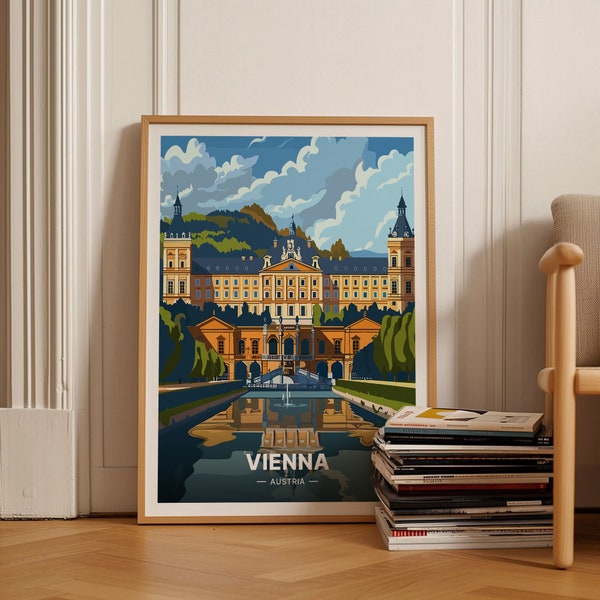 Wien Österreich Malerische Reise Poster, Schloss Schönbrunn Kunst, Europäische Stadt Wanddekoration, Dekoration für das Haus, C20-520