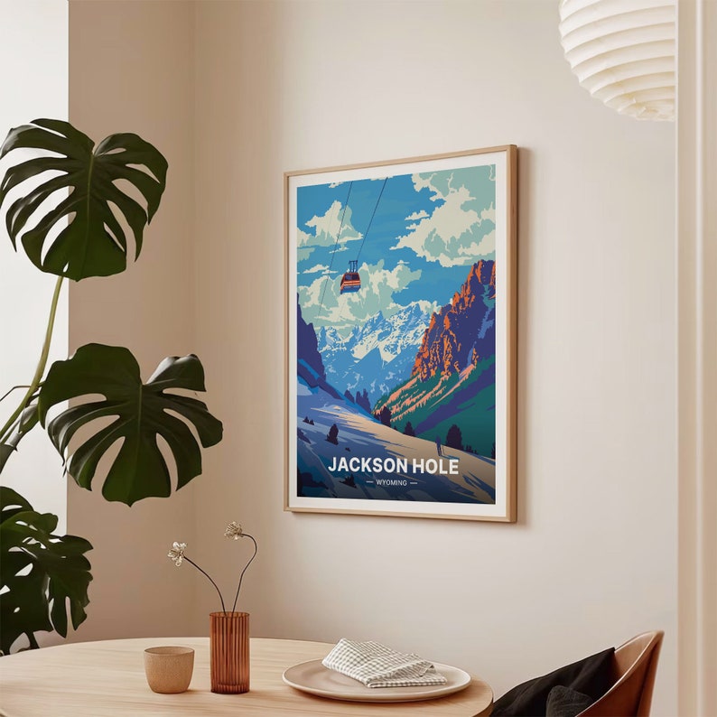 Jackson Hole Ski Resort Poster, Grand Teton & Yellowstone Art, C20-695 imagen 7