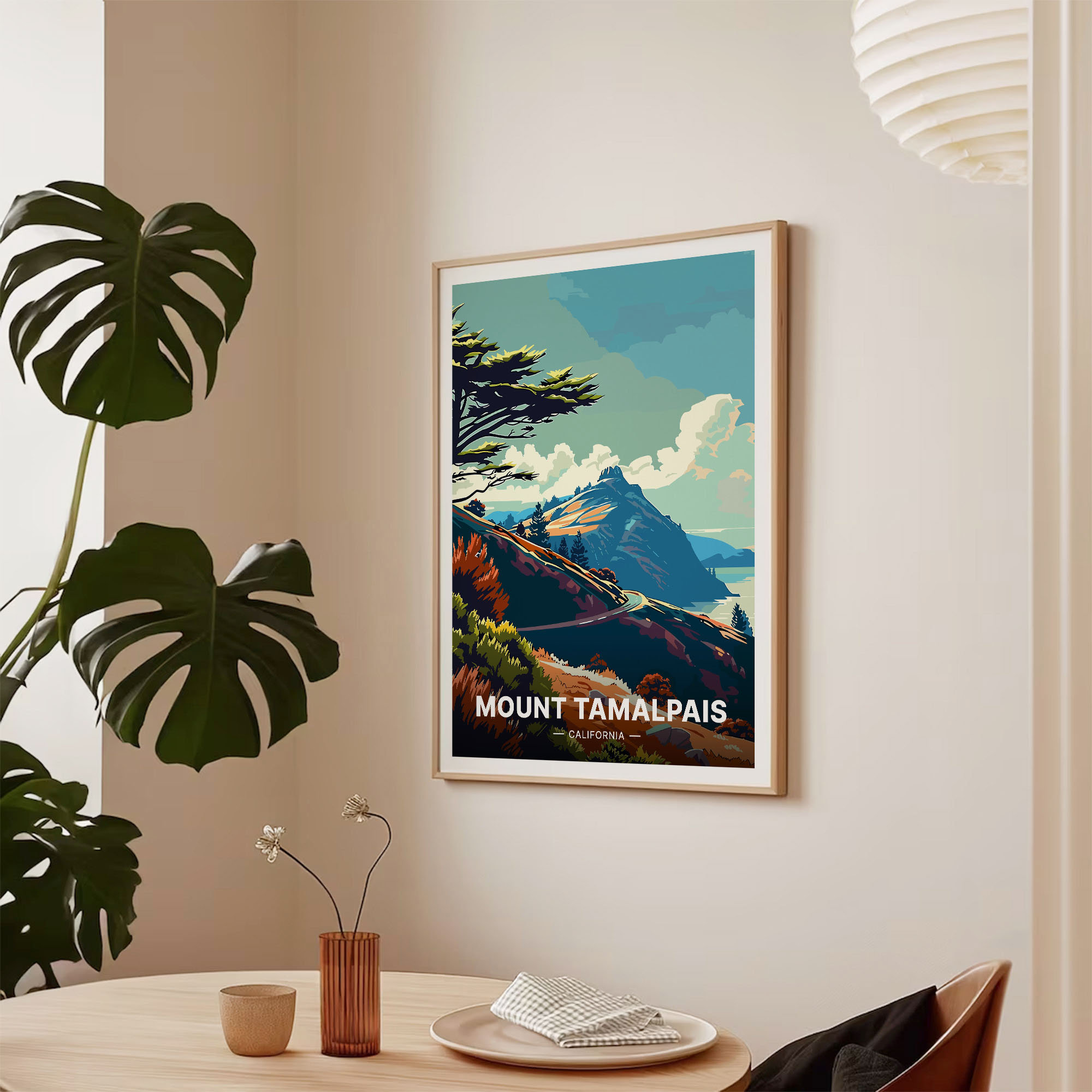 Mount Tamalpais California Travel Poster, Scenic Landscape Art