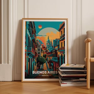Buenos Aires Travel Poster, Argentina Cityscape Art, Unique Travel Gift, Home Decor, Office Wall Art, C20-947