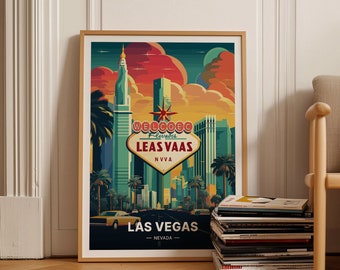 Las Vegas Travel Poster, Nevada Skyline Art Print, C20-155