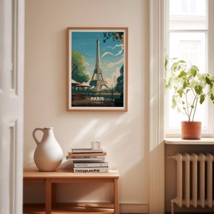 Vintage Eiffel Tower Print, Paris Travel Poster, Parisian Wall Art, C20-9 image 4