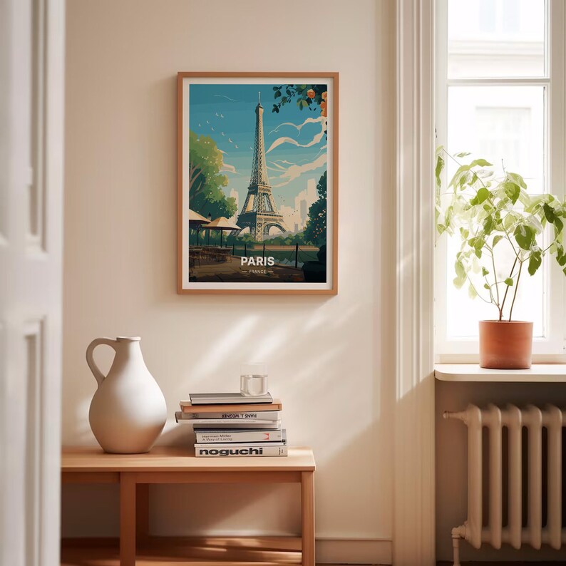 Vintage Eiffel Tower Print, Paris Travel Poster, Parisian Wall Art, C20-9 image 4