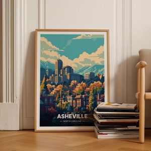 Asheville Travel Poster, North Carolina Wall Art, Home Decor, Gift Idea, Artwork for Living Room and Office, C20-1500