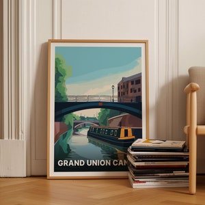 Grand Union Canal Travel Poster, Narrowboat Artwork, Barge Scene Wall Decor, Regent's Canal Exploration Gift, C20-1775