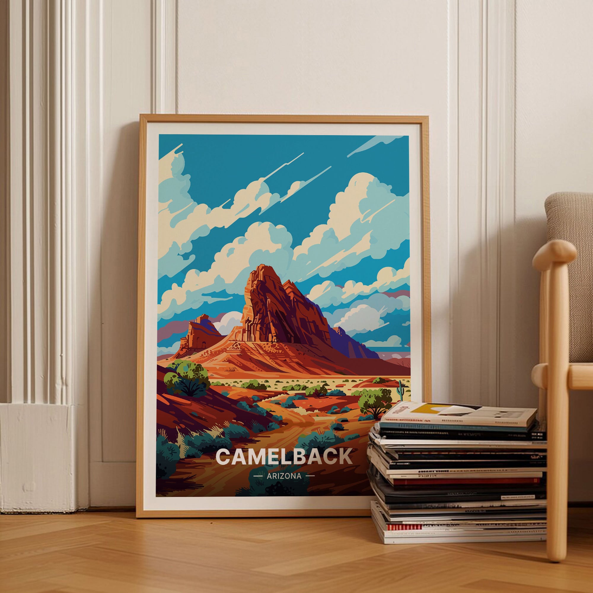 Camelback Mountain Poster, Arizona Travel Art, Scenic Landscape