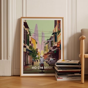 Póster de viaje de estilo vintage de la ciudad de Ho Chi Minh, Arte Decoración de pared de Vietnam, Decoración de oficina en casa, C20-1291