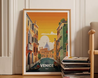 Venice Gondola Canal Art Print, Italy Travel Poster, C20-59
