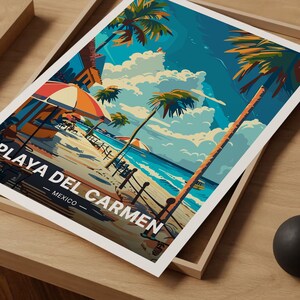 Playa Del Carmen Travel Poster, Mexico Beach Wall Art, C20-821 imagen 5