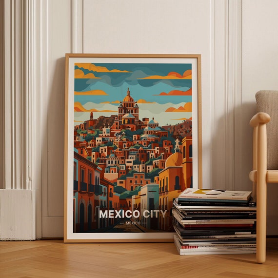 Mexico City Travel Poster, Vibrant Home Decor, Unique Office