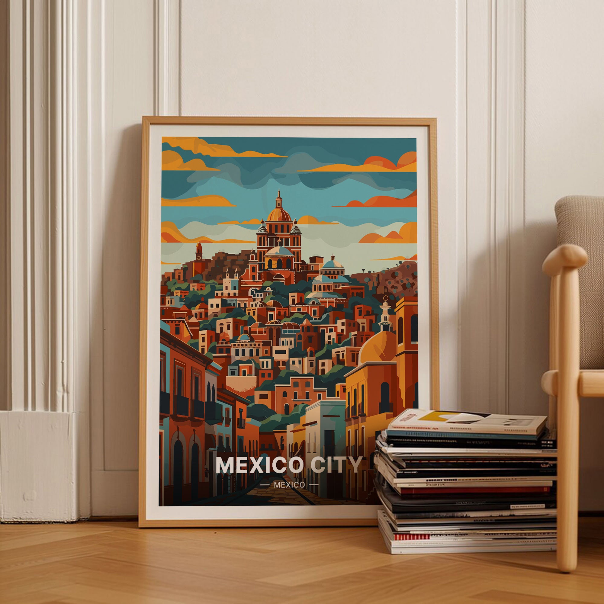 Mexico City Travel Poster, Vibrant Home Decor, Unique Office