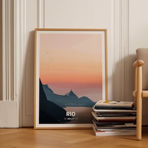Cartaz de viagens do Rio de Janeiro, arte de referência do Brasil, arte de parede de decoração de casa, presente para viajantes, tema de aventura brasileira, C20-967