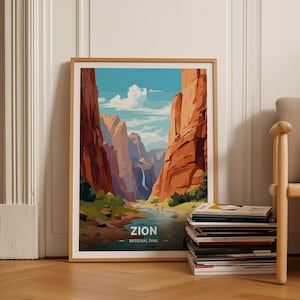 Zion National Park Poster, Utah Reise, Wandkunst, Malerische Nationalparks Dekoration, Geschenk für Reisende, Abenteuer Dekoration, C20-58