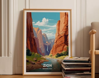 Zion National Park Poster, Utah Travel Wall Art, Scenic National Parks Decor, Gift for Travelers, Adventure Home Decoration, C20-58
