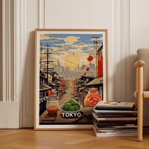Póster de ramen de Tokio, Japón, arte de cocina japonesa inspirado en viajes, decoración de cocina, regalo para amantes de la comida, arte mural cultural, C20-232