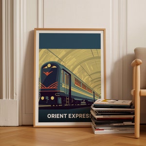 Orient Express Travel Poster: Art Deco Style, London to Paris Railway, Venice-Simplon Adventure, British Pullman Decor, C20-97