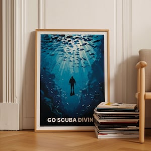 Tauch Abenteuer Poster, Meereskunde Poster, Taucher Geschenk, Taucher Tauch Poster, C20-1604