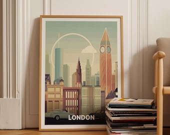 London Skyline Poster, Premium Matte Cityscape Art Print