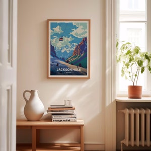 Jackson Hole Ski Resort Poster, Grand Teton & Yellowstone Art, C20-695 imagen 4