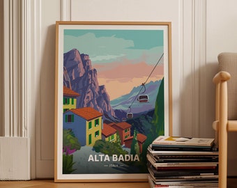 Alta Badia Ski Resort Poster, Italy Dolomites Travel Print, C20-1630
