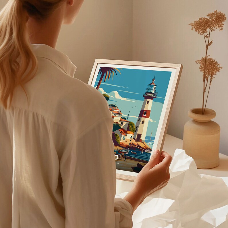 Faro Portugal Travel Poster, Cityscape Lighthouse Art, C20-1422 image 9