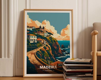 Madeira Portugal Travel Poster, Scenic Landscape Wall Art, C20-471