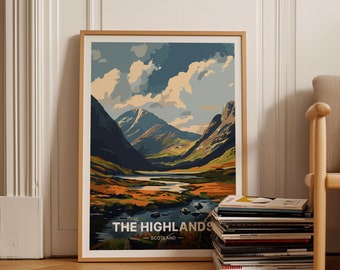 Scotland Highlands Landscape Poster, Travel Wall Art, C20-1857