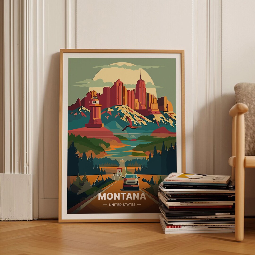 Montana Landscape Travel Poster, USA State Art, C20-374 - Etsy 日本